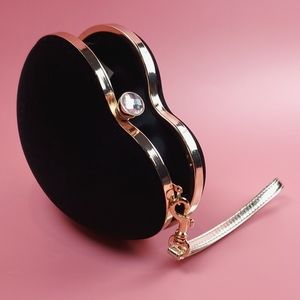 Heart Shape Velvet Wristlet Clutch